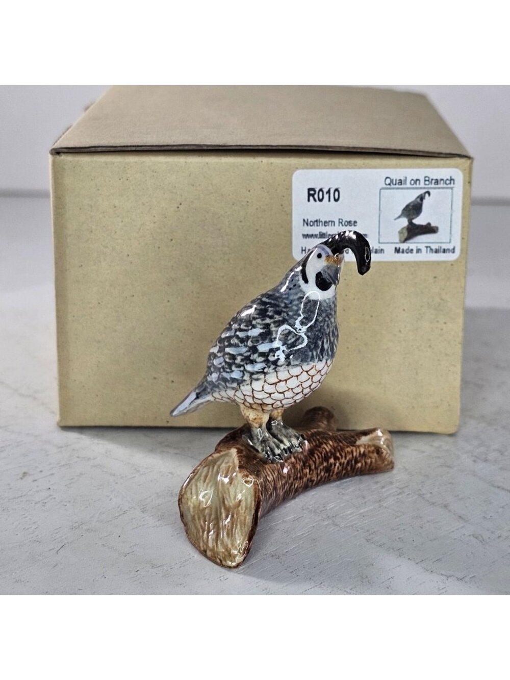 Northern Rose Porcelain Quail On Branch Figurine Little Critterz Hand-Painted